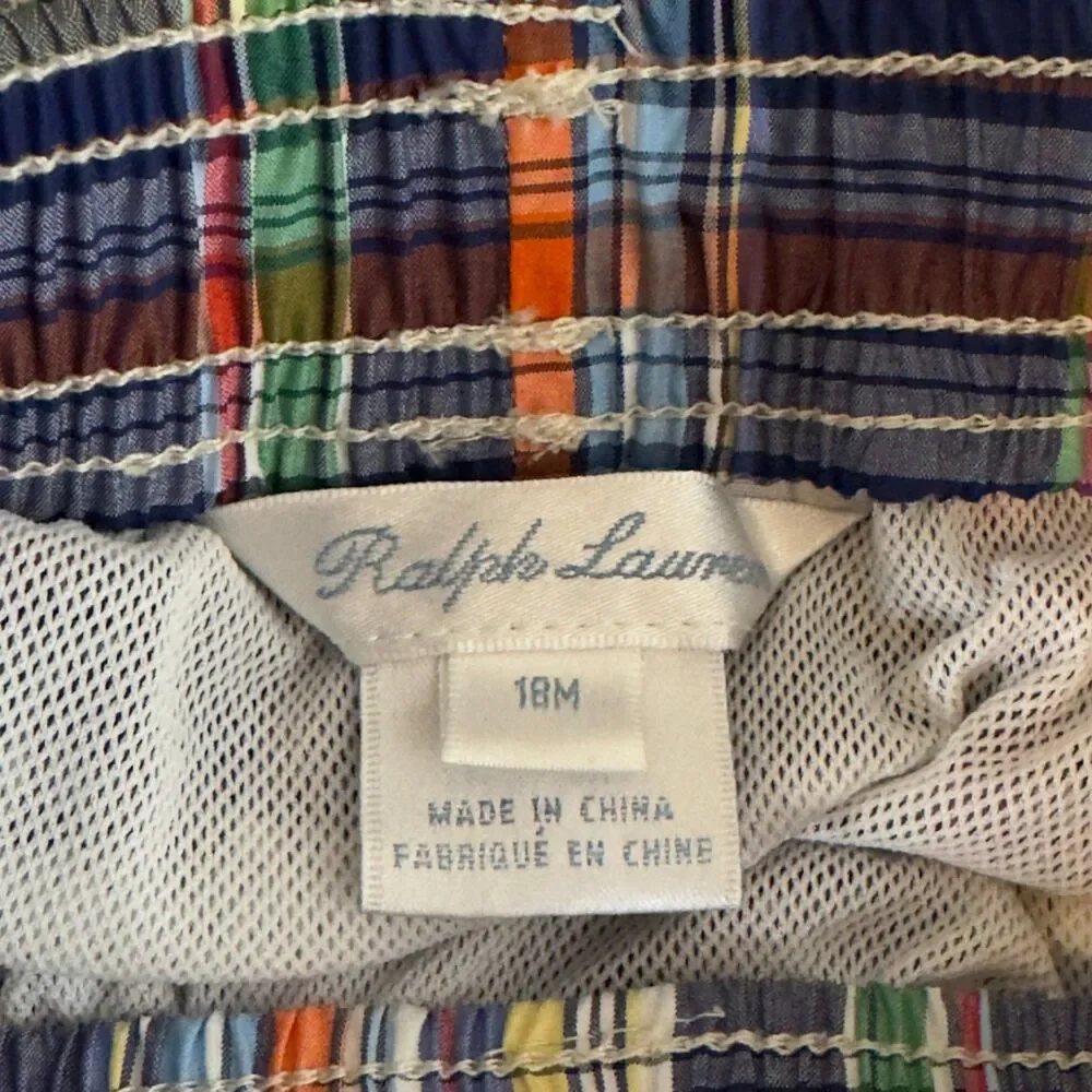 Polo Ralph Lauren Plaid Swim Trunks Toddler Boys Size 18 Months